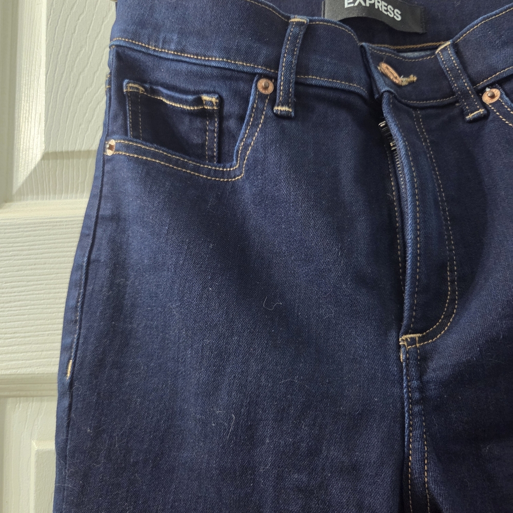 Express High Rise Dark Blue Jeans - Picture 3 of 5